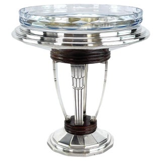 Art Deco Centrepiece Bowl in Silver Plated attributed to Durousseau & Raynaud, 1930s For Sale