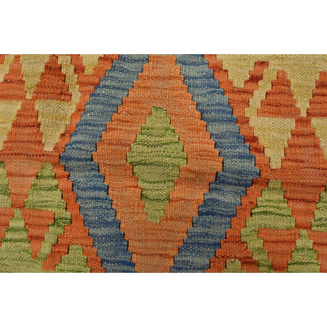 Textile Kilim Rug 4'1'' X 5'7'' Multicolor Wool Tribal Handwoven Oriental Carpet For Sale - Image 7 of 13