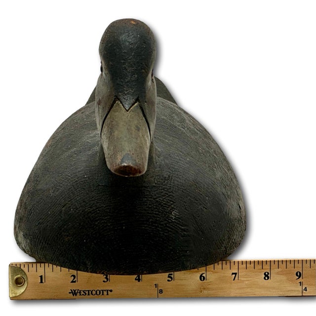 Very Large Size Antique American Carved Wood Hand Painted Duck Hunters Decoy From Downeast Coastal Maine - 21 1/2 Inches Long For Sale - Image 4 of 18