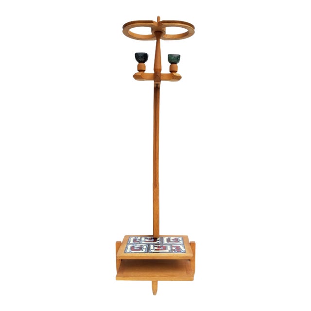 Guillerme & Chambron French Oak Floor Lamp For Sale