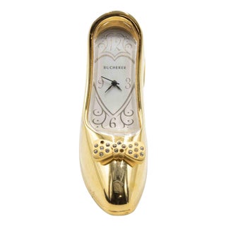 Metal and Glass Shoe-Clock from Bucherer, Europe, 1970s For Sale