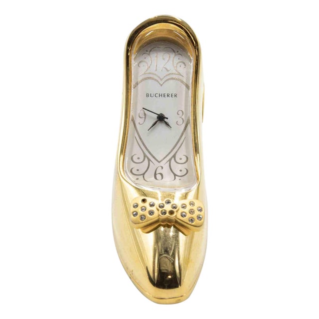 Metal and Glass Shoe-Clock from Bucherer, Europe, 1970s For Sale