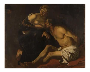 Roman Charity - Oil on Canvas After Dirck van Baburen Mid-17th Century
