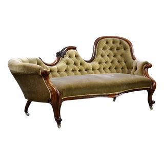Victorian Walnut Chaise Lounge, 1880 For Sale