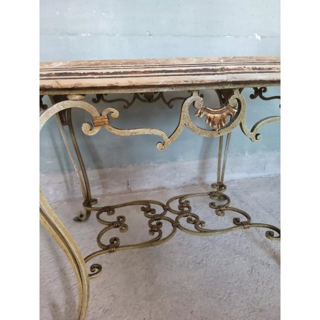 Wrought Iron and Marble Coffee Table For Sale - Image 5 of 18
