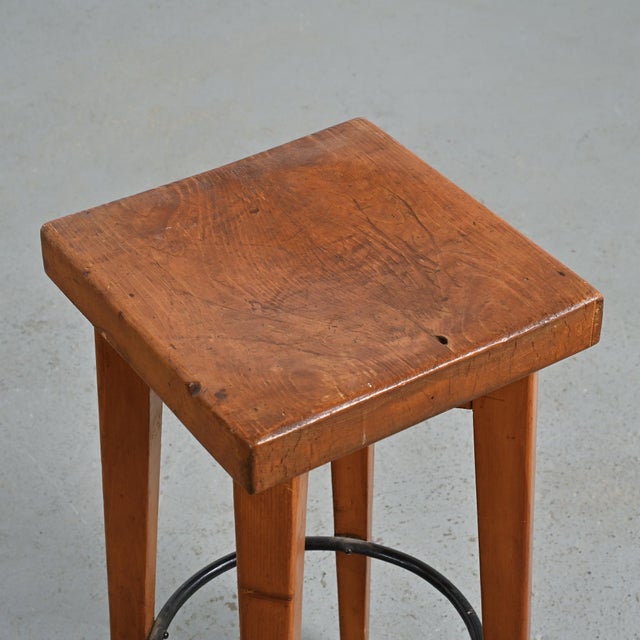 Wood High Stool from Christian Durupt, 1960s For Sale - Image 7 of 15