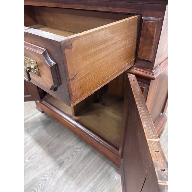 Antique Late 1800s Victorian Walnut Marble Top Washstand For Sale - Image 9 of 12