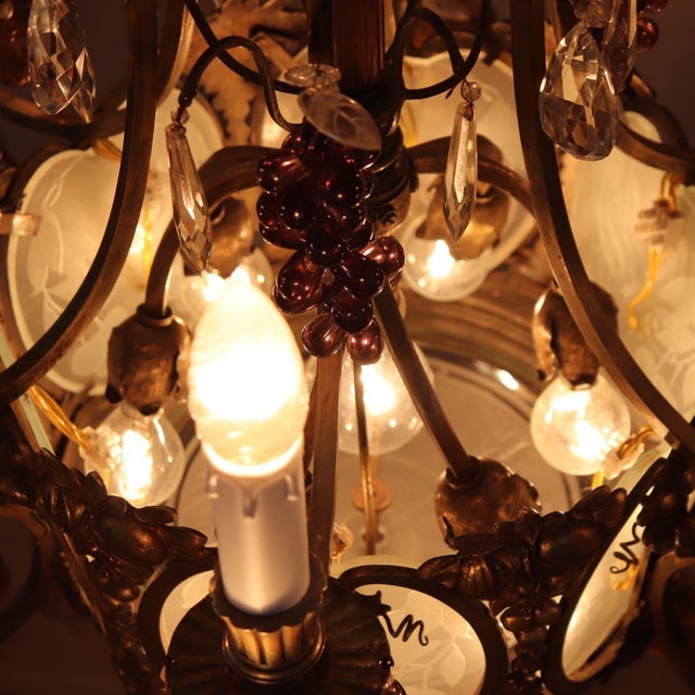 20th Century Chandelier in Bronze and and Glass Fruit Pendants For Sale - Image 17 of 18