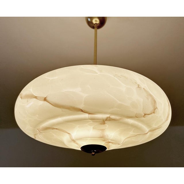 Art Deco Pendant Light in Marble Glass, 1930s For Sale - Image 4 of 18
