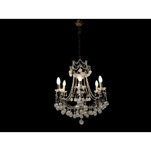 1950s Florentine Gilded Macaroni Murano Glass Chandelier, 1950s For Sale - Image 5 of 18