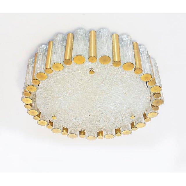 Mid-Century Modern Mid-Century German Murano Glass and Brass Ceiling Lamp from Kaiser Idell / Kaiser Leuchten, 1960s For Sale - Image 3 of 9