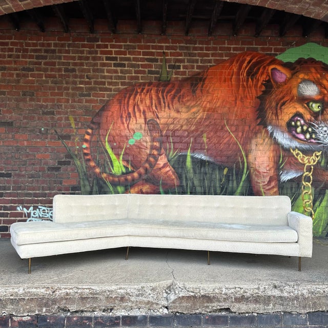 This Angular Sofa by Harvey Probber features a beautiful off-white fabric. comfortable enough to sleep on and built with...