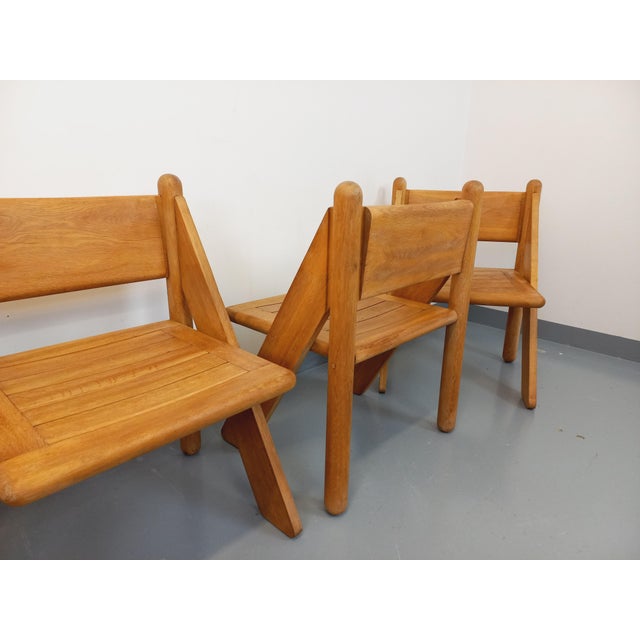 Wood Vintage Brutalist Chairs in Oak, 1960s, Set of 4 For Sale - Image 7 of 18