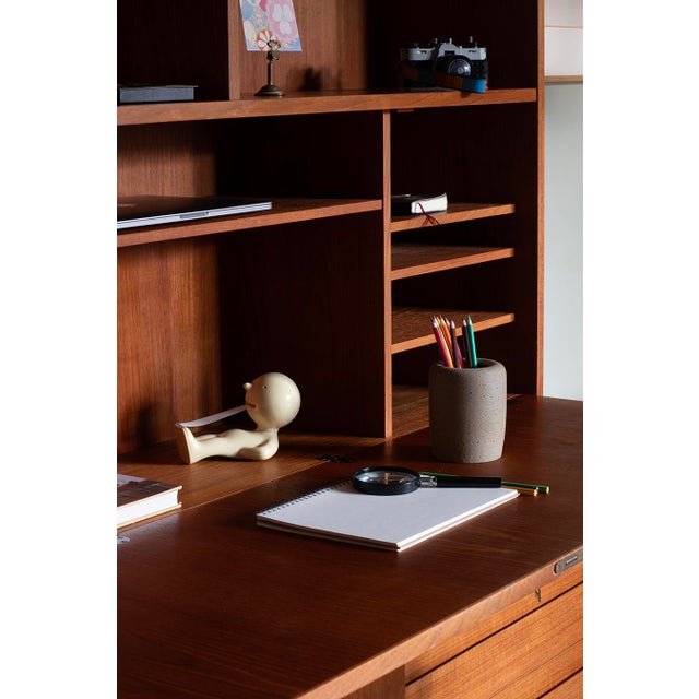 Danish Teak Secretaire Bookcase, attributed to Svend Aage Rasmussen, 1960s For Sale - Image 12 of 15
