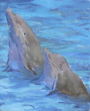 "Best Friends" Animal Painting, Coastal Art Print by Michelle Farro