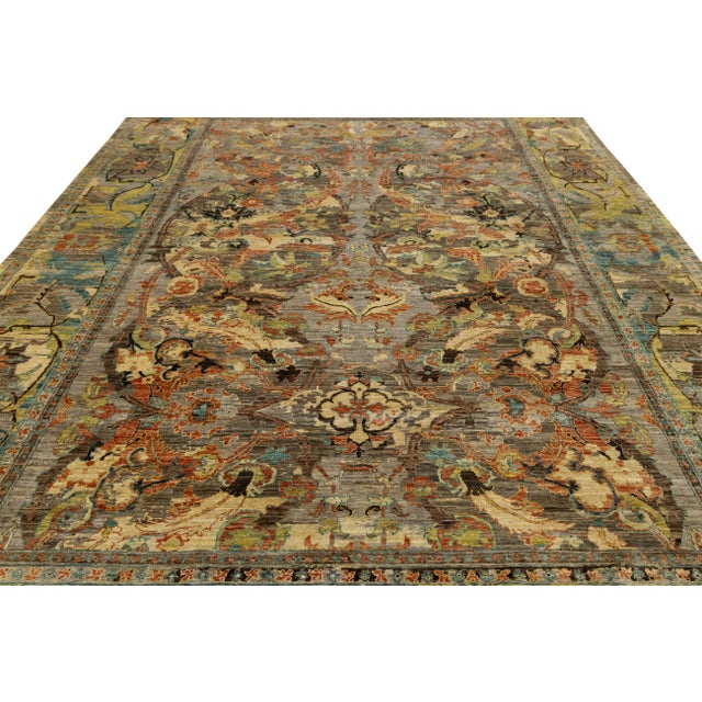 Modern Bidjar Style Transitional Wool Rug – Earthy Abstract Floral Design 10x14 For Sale - Image 10 of 11