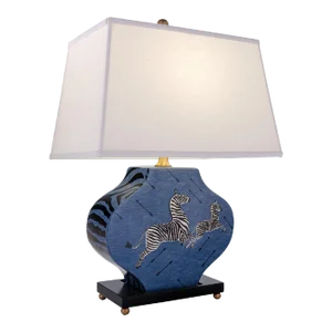Scalamandre Maison by Port 68 Zebra Blue Lamp