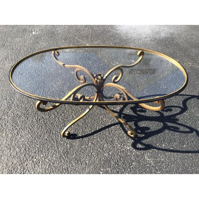 1960s French Style Oval Iron Coffee Table For Sale - Image 4 of 13