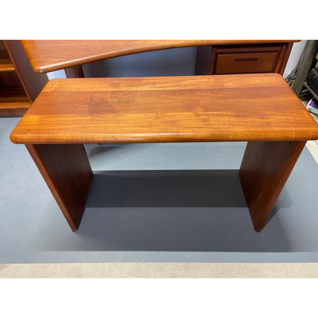 Brown Danish Teak Desk with Drawer Cabinet and Extension Table, Set of 3 For Sale - Image 8 of 18