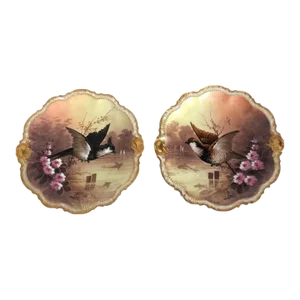 Antique Limoges Mermod & Jaccard Cabinet Plates Game Birds Set of 2