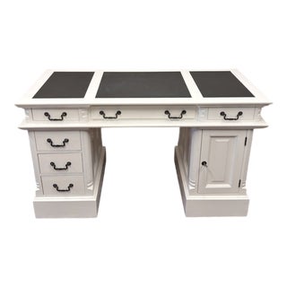 English Chesterfield Desk in White For Sale