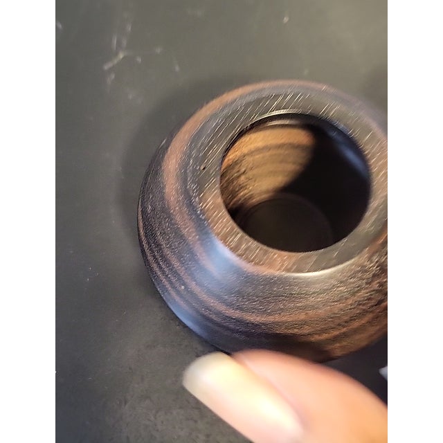 Hand Turned Tabacco Jar Wooden With Leopard For Sale - Image 4 of 8