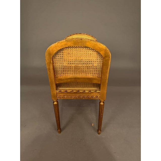 19th Century 19th Century French Louis XVI Style Gilded Bench With Cane Seat and Side Armrests, Circa 1890 For Sale - Image 5 of 10