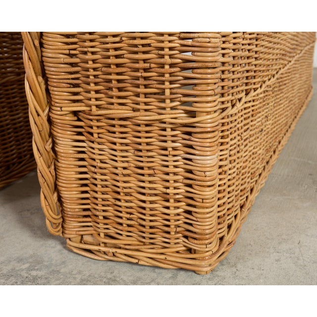 Pair of Organic Modern Woven Rattan Wicker Wingback Headboards For Sale - Image 14 of 17