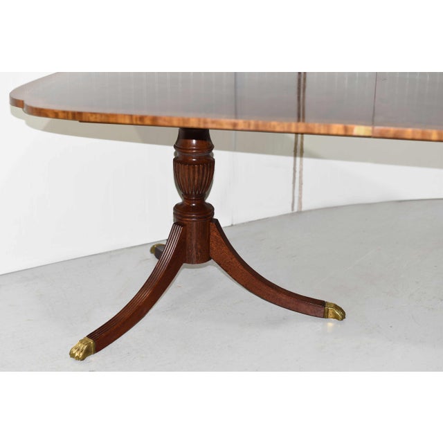 Mid Century Flame Mahogany Banded Dining Table With Extensions 116in For Sale - Image 10 of 12