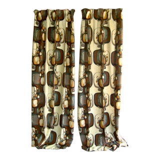 Pair of French Mid-Century Modern 1970 Pair of Curtains -Drapes For Sale