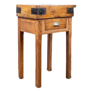 Small Antique French Butcher's Block Table For Sale