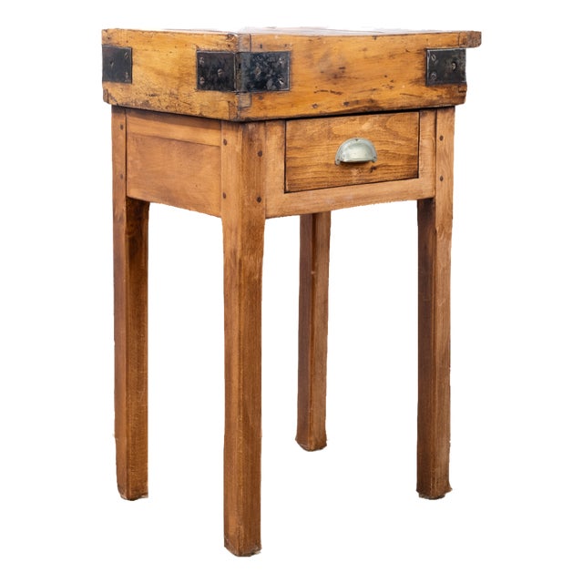 Small Antique French Butcher's Block Table For Sale