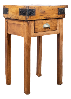 Small Antique French Butcher's Block Table