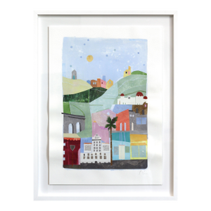 The Hills - Abstract Colorful Urban Still Life Collage Original Artwork by Maria C Bernhardsson