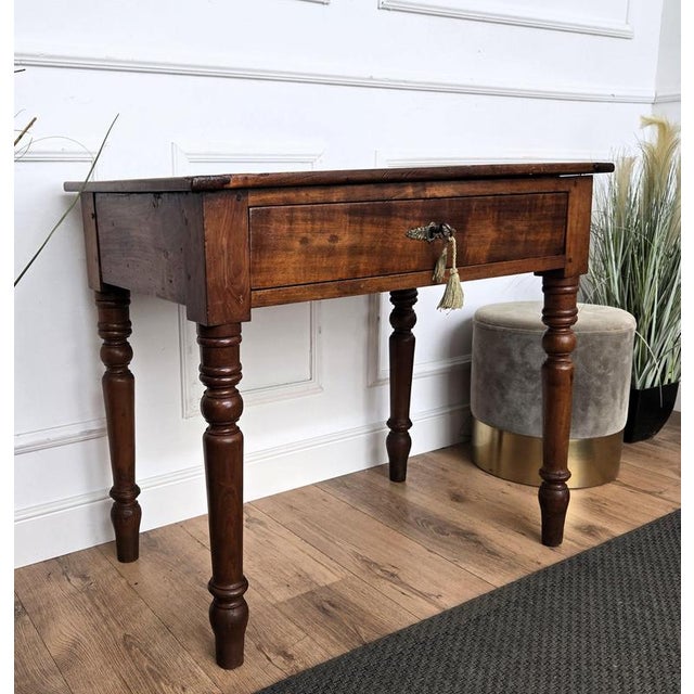 Antique Italian Rustic Walnut Writing Table, 1890s For Sale - Image 9 of 10