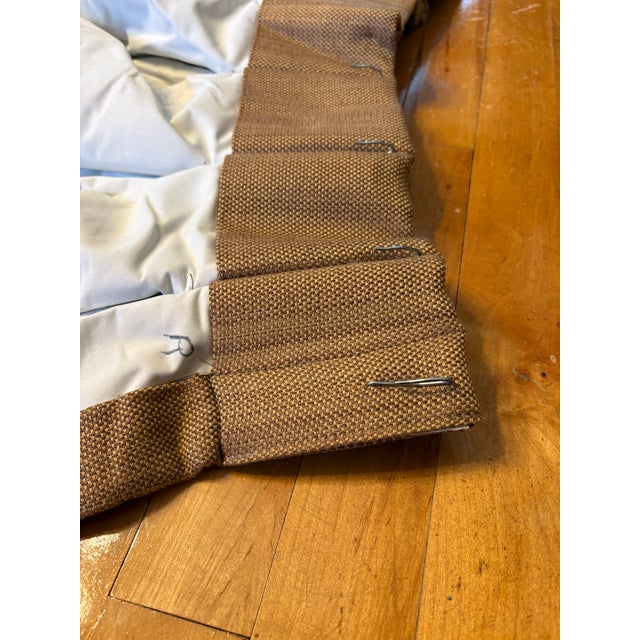 Set of 6 Custom Interlined Taupe Drapery Panels With Black Trim – 90” For Sale - Image 16 of 18