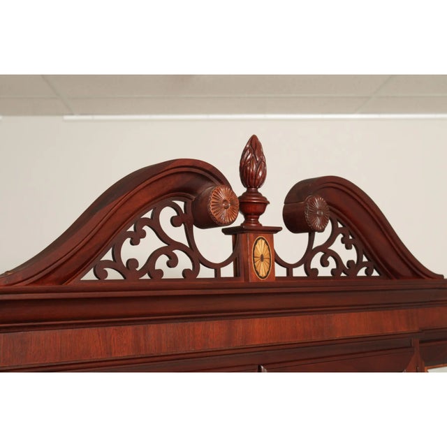 Beautiful solid quality American Made Inlaid Mahogany Display Cabinet Bookcase with Four Beveled Glass Doors Opening to...