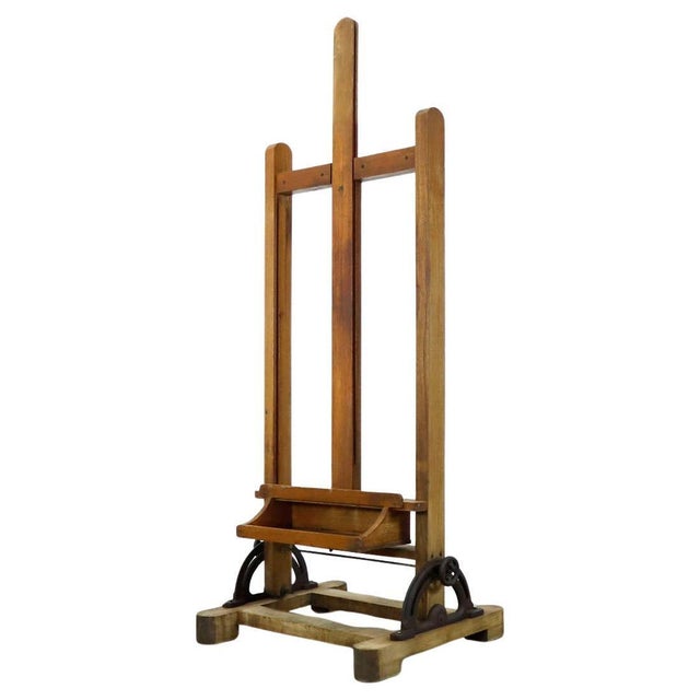 Mexican Early 1950 Wood Adjustable Artist Easel For Sale - Image 4 of 17