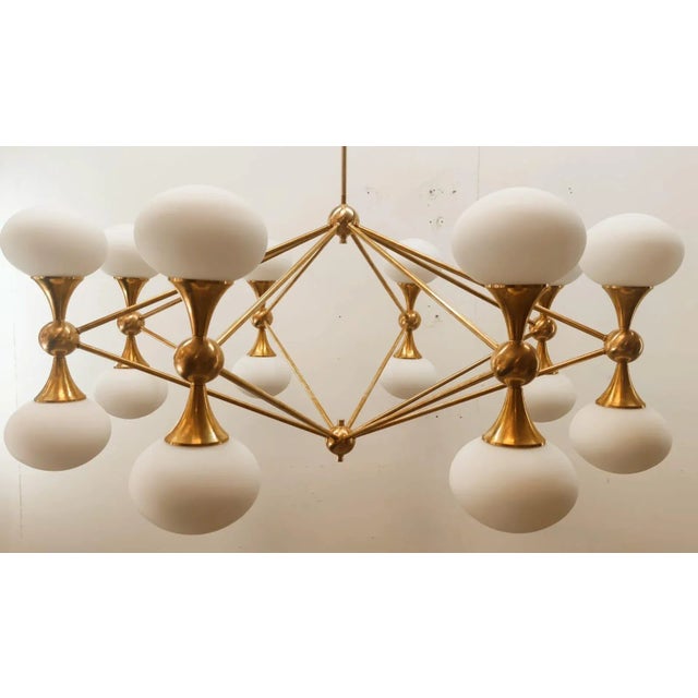 16 Light Brass Sputnik Chandelier with Oval Globes For Sale - Image 18 of 18