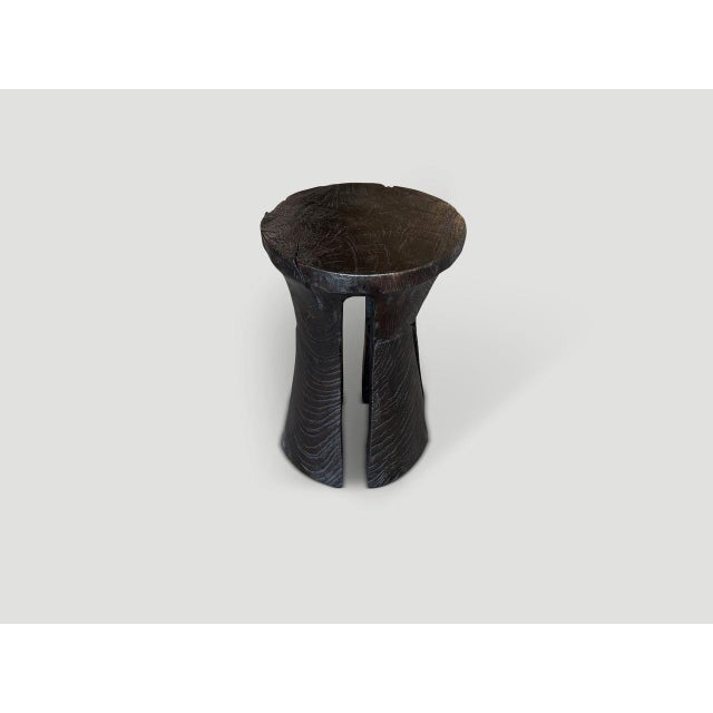 Andrianna Shamaris Sculptural Teak Wood Side Table Or Pedestal For Sale - Image 4 of 5