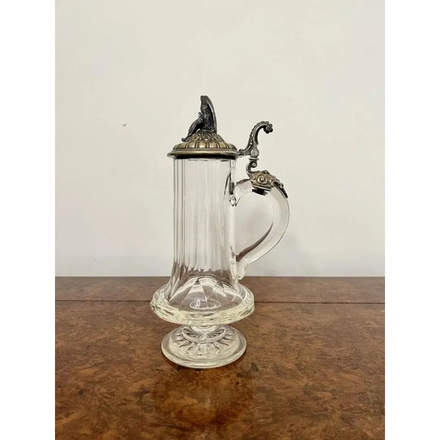 Victorian Glass and Silver Plated German Claret Jug, 1880s For Sale - Image 11 of 11