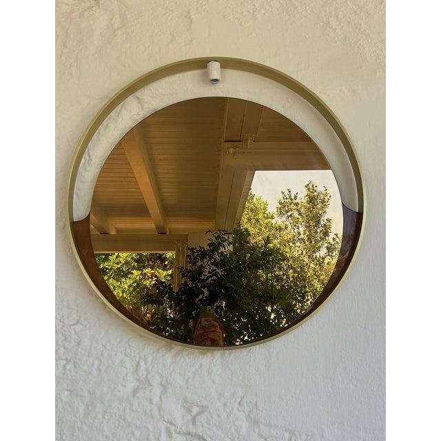 Italian Brass and Smoked Glass Mirror, 1970s For Sale - Image 15 of 15