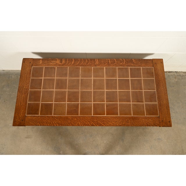 Stickley Mission Oak Arts & Crafts Two-Tier Tile Top Spindle Coffee Table For Sale - Image 12 of 15