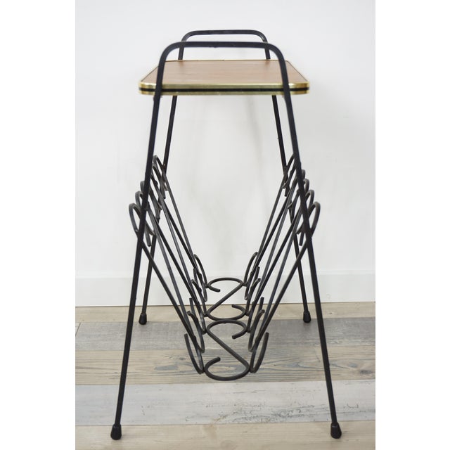 Mid-Century Modern Wrought Iron and Wood Side End Table, 1950s For Sale - Image 3 of 10
