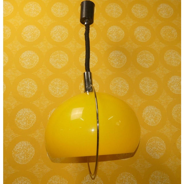 Silver Pendulum Pendant in Yellow Plastic and Chrome, 1970s For Sale - Image 8 of 12
