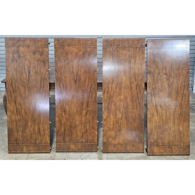 Late 20th Century Baker Stately Homes Queen Anne Burled Walnut Extension Dining Table 4 Leaves For Sale - Image 10 of 12