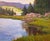 Lake in the Beartooth Mountains by Lorenzo Chavez | Oil Painting of a serene lake surrounded by mountains and trees. For Sale