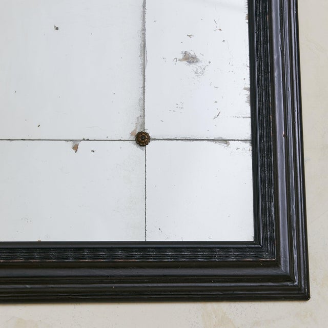 Wood Italian Louis XVI Style Sectioned Mirror with Bronze Rosettes For Sale - Image 7 of 8