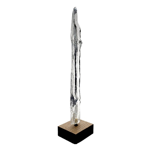 Bengt Edenfalk for Skruf Modernist Swedish Glass Ice Sculpture, Signed Scandinavian Design For Sale