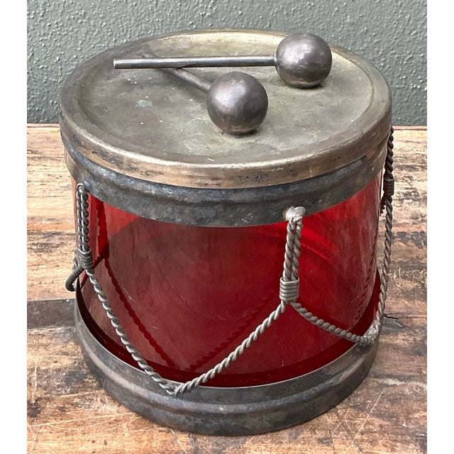 Vintage Glass Drum Lidded Jar For Sale - Image 11 of 12
